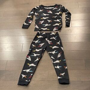 Carter's Black Pajama Set with Airplane and Space Ship Design